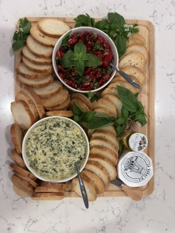A generous rectangular spread designed for easy passing and sharing.